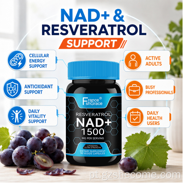 Suplemento lipossomal Shecome NAD+ Suplemento de resveratrol NAD